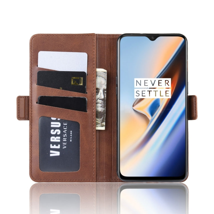 For OnePlus 7 Double Buckle Crazy Horse Business Mobile Phone Holster with Card Wallet Bracket Function