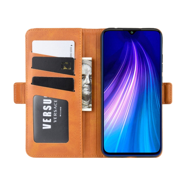 For Xiaomi Redmi Note 8 Double Buckle Crazy Horse Business Mobile Phone Holster with Card Wallet Bracket Function