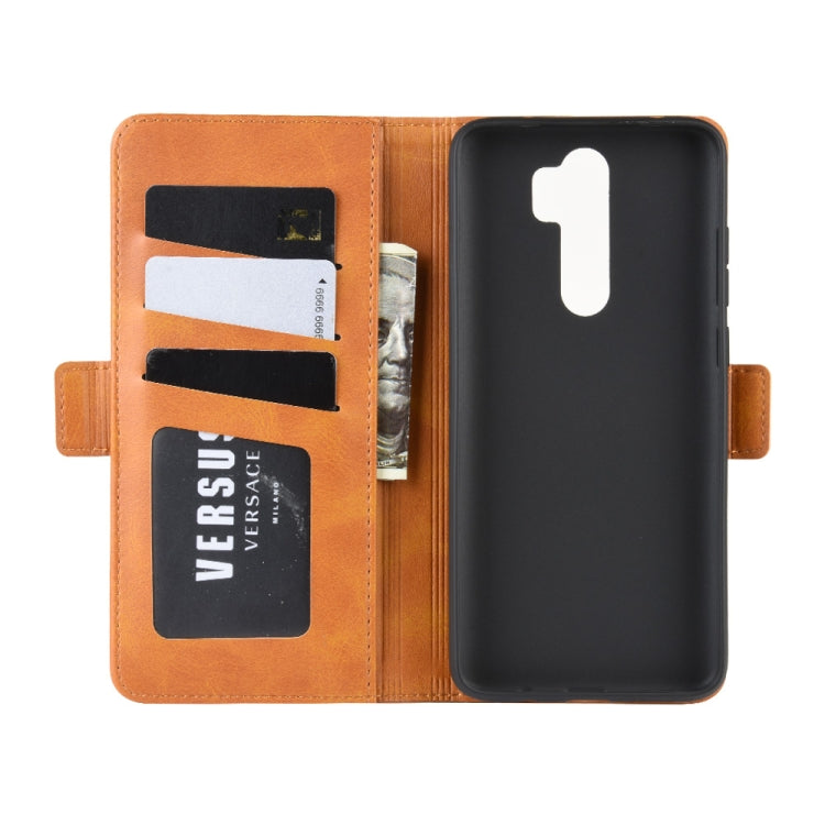 For Xiaomi Redmi Note 8 Pro Double Buckle Crazy Horse Business Mobile Phone Holster with Card Wallet Bracket Function