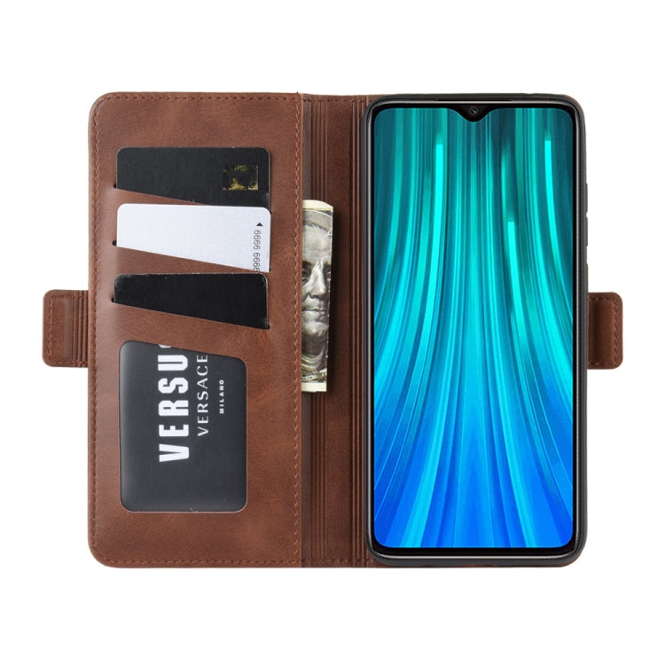 For Xiaomi Redmi Note 8 Pro Double Buckle Crazy Horse Business Mobile Phone Holster with Card Wallet Bracket Function