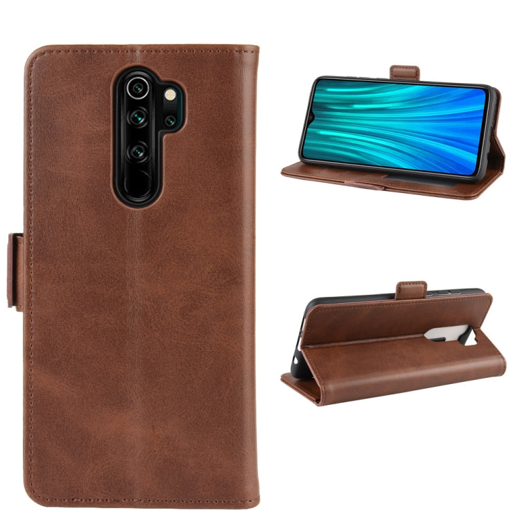For Xiaomi Redmi Note 8 Pro Double Buckle Crazy Horse Business Mobile Phone Holster with Card Wallet Bracket Function