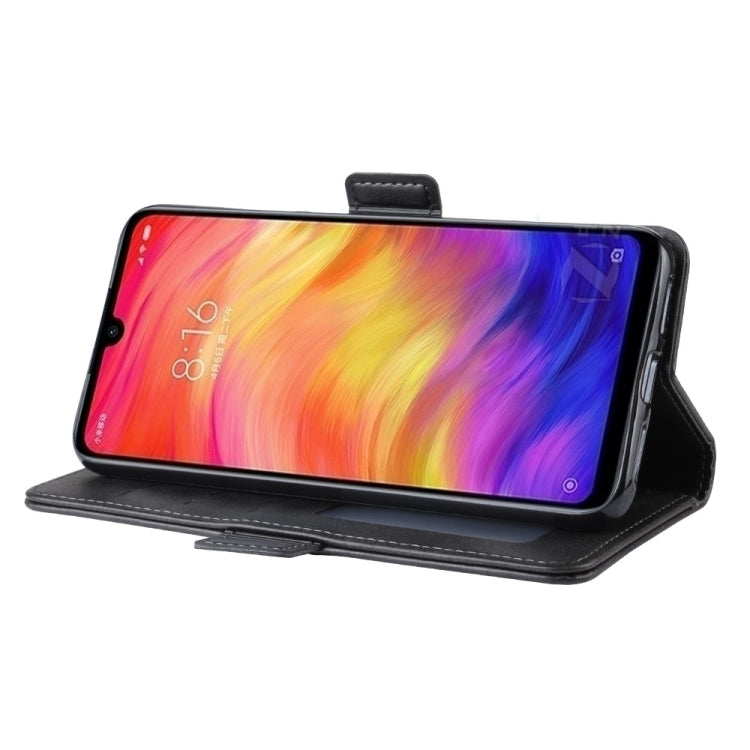 For Xiaomi Redmi Note 7/ Redmi Note 7 Pro Double Buckle Crazy Horse Business Mobile Phone Holster with Card Wallet Bracket Function