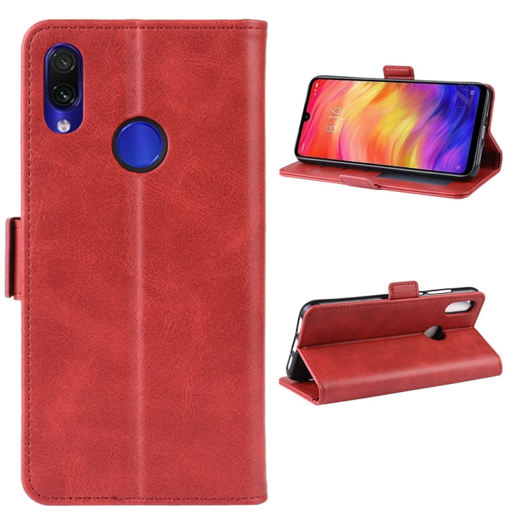 For Xiaomi Redmi Note 7/ Redmi Note 7 Pro Double Buckle Crazy Horse Business Mobile Phone Holster with Card Wallet Bracket Function