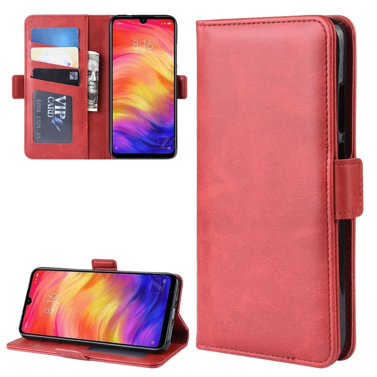 For Xiaomi Redmi Note 7/ Redmi Note 7 Pro Double Buckle Crazy Horse Business Mobile Phone Holster with Card Wallet Bracket Function