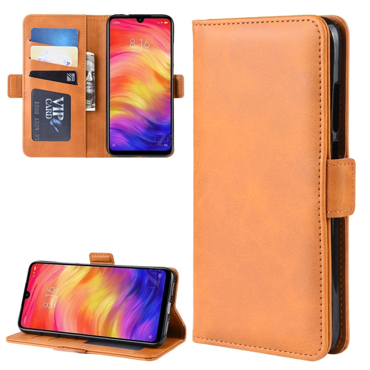 For Xiaomi Redmi Note 7/ Redmi Note 7 Pro Double Buckle Crazy Horse Business Mobile Phone Holster with Card Wallet Bracket Function
