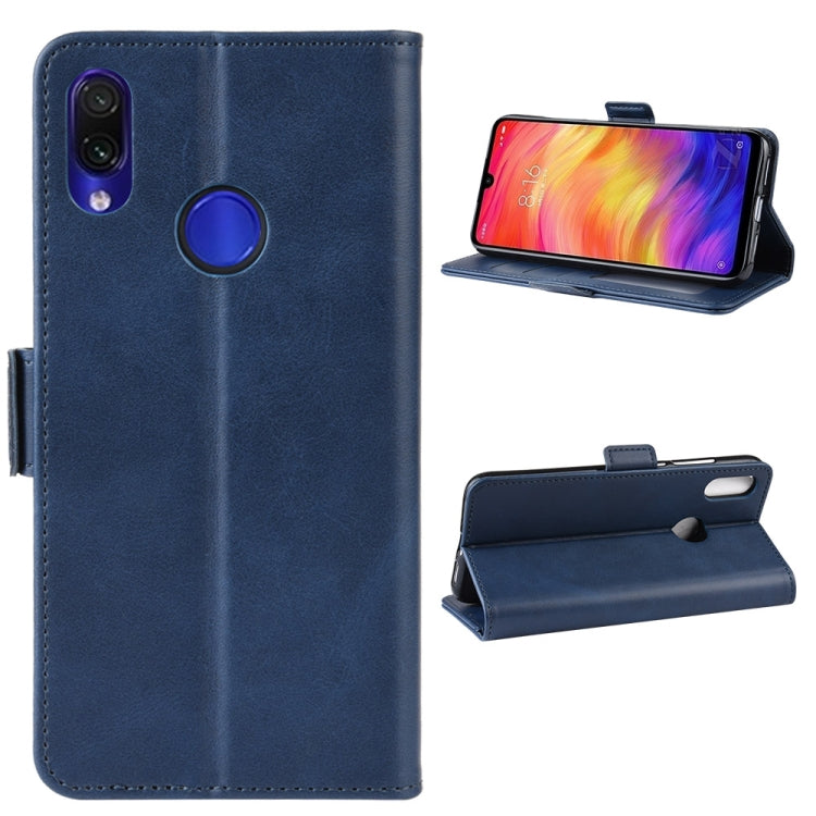 For Xiaomi Redmi Note 7/ Redmi Note 7 Pro Double Buckle Crazy Horse Business Mobile Phone Holster with Card Wallet Bracket Function