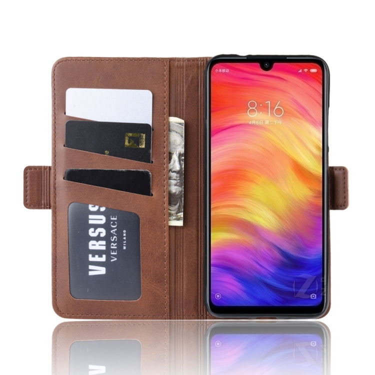 For Xiaomi Redmi Note 7/ Redmi Note 7 Pro Double Buckle Crazy Horse Business Mobile Phone Holster with Card Wallet Bracket Function