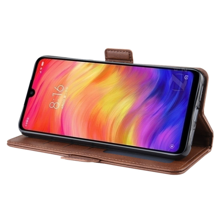 For Xiaomi Redmi Note 7/ Redmi Note 7 Pro Double Buckle Crazy Horse Business Mobile Phone Holster with Card Wallet Bracket Function