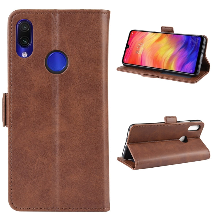 For Xiaomi Redmi Note 7/ Redmi Note 7 Pro Double Buckle Crazy Horse Business Mobile Phone Holster with Card Wallet Bracket Function