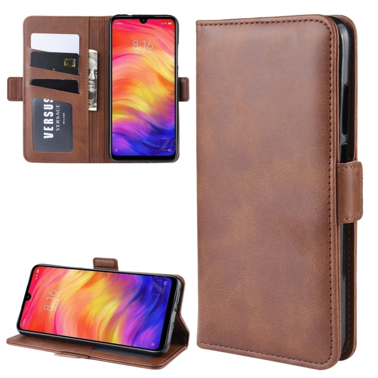 For Xiaomi Redmi Note 7/ Redmi Note 7 Pro Double Buckle Crazy Horse Business Mobile Phone Holster with Card Wallet Bracket Function