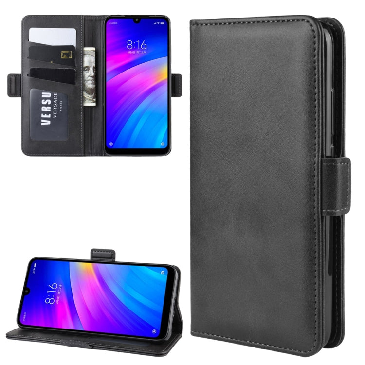 For Xiaomi Redmi 7/Redmi Y3 Double Buckle Crazy Horse Business Mobile Phone Holster with Card Wallet Bracket Function