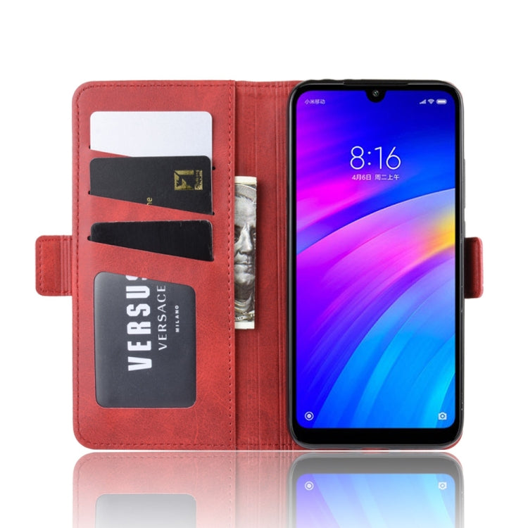 For Xiaomi Redmi 7/Redmi Y3 Double Buckle Crazy Horse Business Mobile Phone Holster with Card Wallet Bracket Function