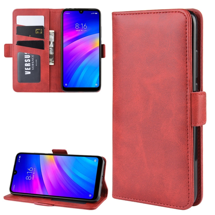 For Xiaomi Redmi 7/Redmi Y3 Double Buckle Crazy Horse Business Mobile Phone Holster with Card Wallet Bracket Function