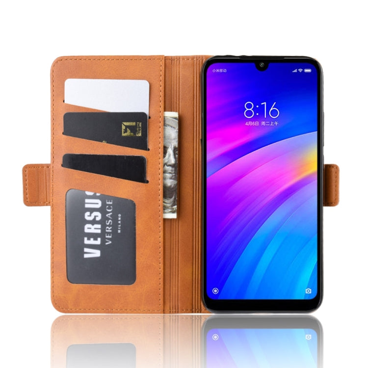 For Xiaomi Redmi 7/Redmi Y3 Double Buckle Crazy Horse Business Mobile Phone Holster with Card Wallet Bracket Function