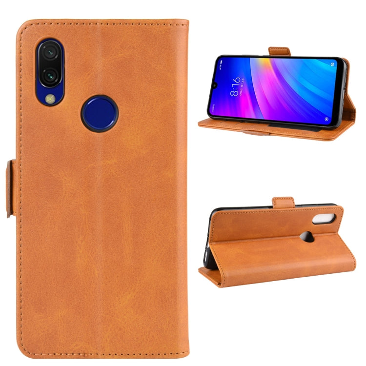For Xiaomi Redmi 7/Redmi Y3 Double Buckle Crazy Horse Business Mobile Phone Holster with Card Wallet Bracket Function