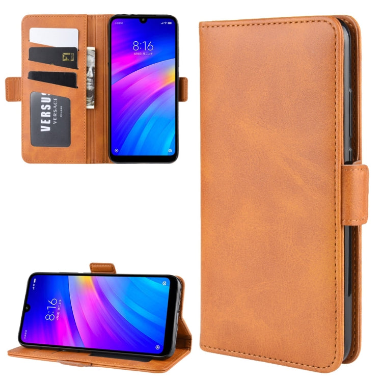 For Xiaomi Redmi 7/Redmi Y3 Double Buckle Crazy Horse Business Mobile Phone Holster with Card Wallet Bracket Function