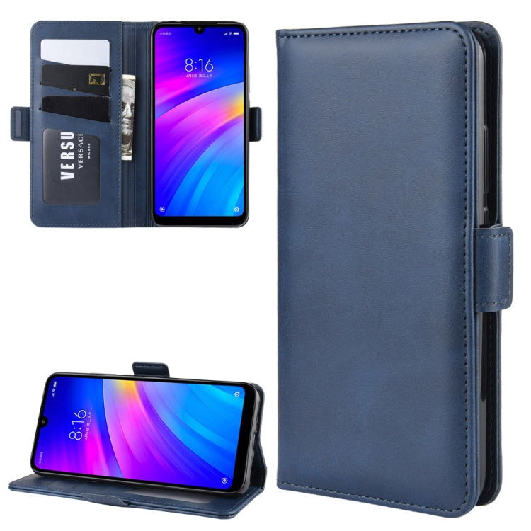 For Xiaomi Redmi 7/Redmi Y3 Double Buckle Crazy Horse Business Mobile Phone Holster with Card Wallet Bracket Function