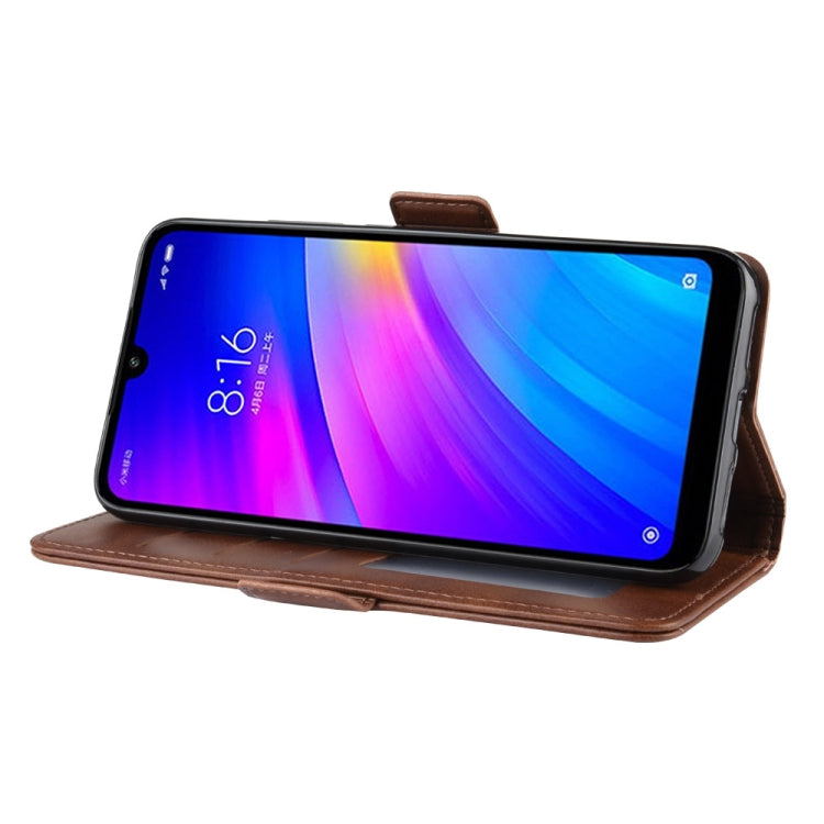 For Xiaomi Redmi 7/Redmi Y3 Double Buckle Crazy Horse Business Mobile Phone Holster with Card Wallet Bracket Function