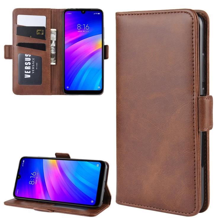 For Xiaomi Redmi 7/Redmi Y3 Double Buckle Crazy Horse Business Mobile Phone Holster with Card Wallet Bracket Function