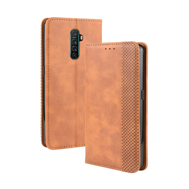 For Oppo Reno Ace Magnetic Buckle Retro Crazy Horse Texture Horizontal Flip Leather Case with Holder & Card Slots & Photo Frame