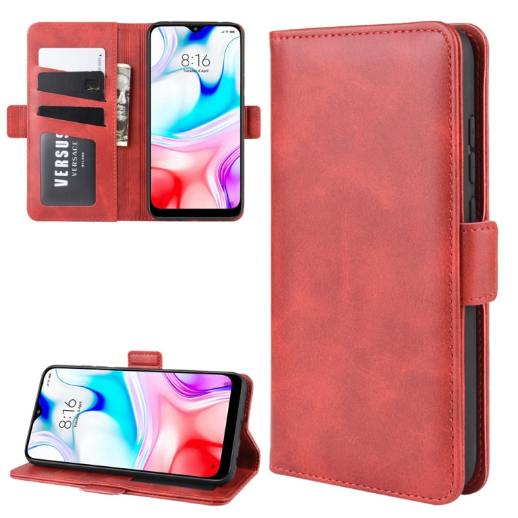 For Xiaomi Redmi 8 Double Buckle Crazy Horse Business Mobile Phone Holster with Card Wallet Bracket Function