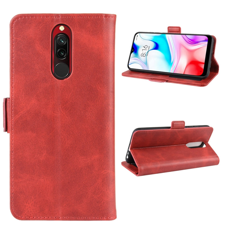 For Xiaomi Redmi 8 Double Buckle Crazy Horse Business Mobile Phone Holster with Card Wallet Bracket Function