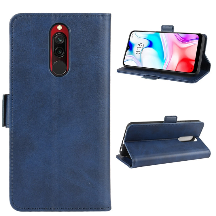 For Xiaomi Redmi 8 Double Buckle Crazy Horse Business Mobile Phone Holster with Card Wallet Bracket Function
