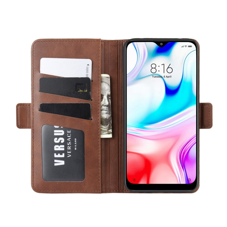 For Xiaomi Redmi 8 Double Buckle Crazy Horse Business Mobile Phone Holster with Card Wallet Bracket Function