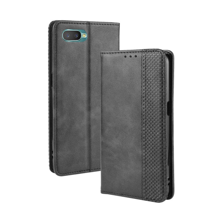 For Oppo Reno A Magnetic Buckle Retro Crazy Horse Texture Horizontal Flip Leather Case with Holder & Card Slots & Photo Frame