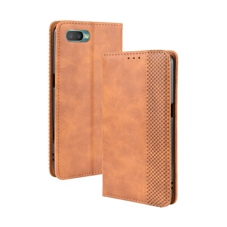 For Oppo Reno A Magnetic Buckle Retro Crazy Horse Texture Horizontal Flip Leather Case with Holder & Card Slots & Photo Frame