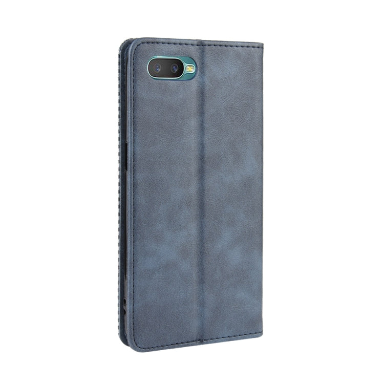 For Oppo Reno A Magnetic Buckle Retro Crazy Horse Texture Horizontal Flip Leather Case with Holder & Card Slots & Photo Frame