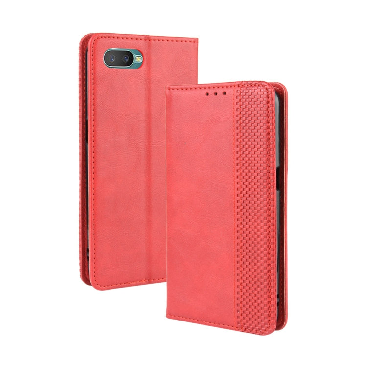 For Oppo Reno A Magnetic Buckle Retro Crazy Horse Texture Horizontal Flip Leather Case with Holder & Card Slots & Photo Frame