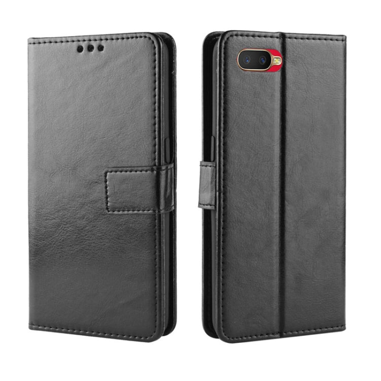 For Oppo Reno A Retro Crazy Horse Texture Horizontal Flip Leather Case with Holder & Card Slots & Photo Frame