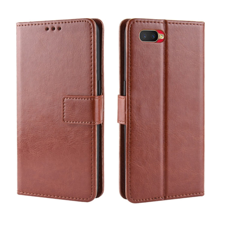 For Oppo Reno A Retro Crazy Horse Texture Horizontal Flip Leather Case with Holder & Card Slots & Photo Frame