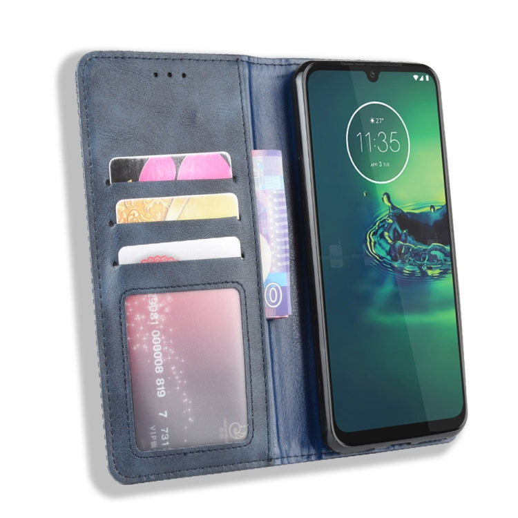 For Motorola Moto G8 Plus Magnetic Buckle Retro Crazy Horse Texture Horizontal Flip Leather Case with Holder & Card Slots & Photo Frame