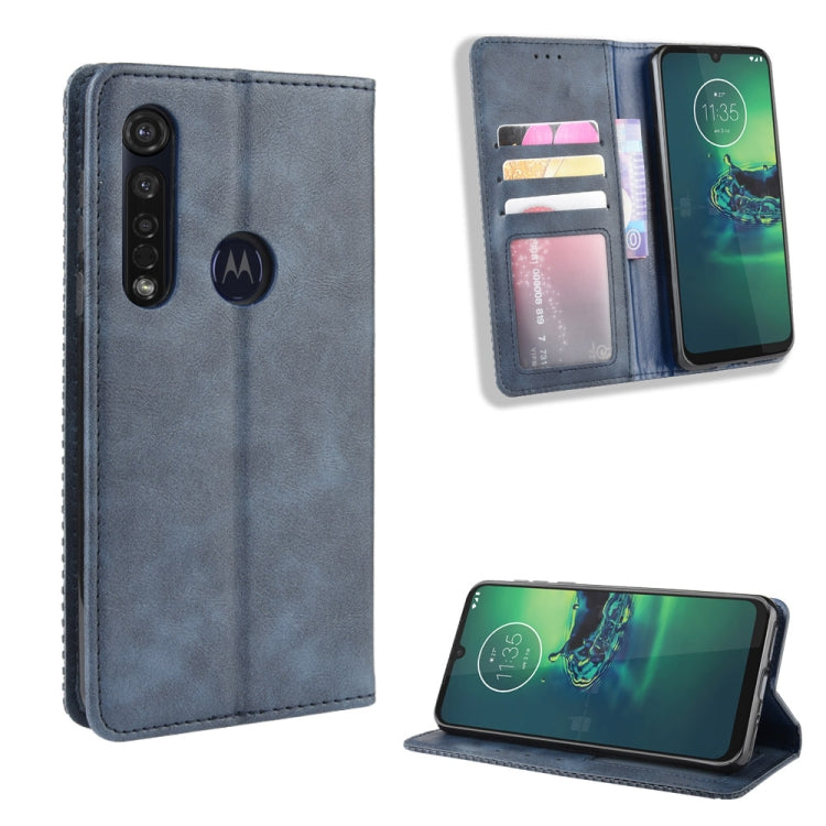 For Motorola Moto G8 Plus Magnetic Buckle Retro Crazy Horse Texture Horizontal Flip Leather Case with Holder & Card Slots & Photo Frame