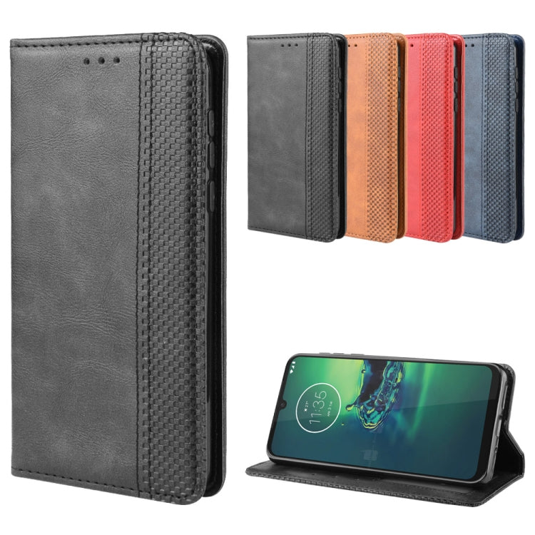 For Motorola Moto G8 Plus Magnetic Buckle Retro Crazy Horse Texture Horizontal Flip Leather Case with Holder & Card Slots & Photo Frame