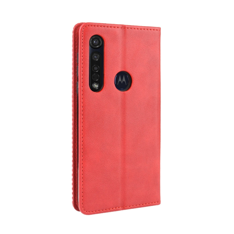 For Motorola Moto G8 Plus Magnetic Buckle Retro Crazy Horse Texture Horizontal Flip Leather Case with Holder & Card Slots & Photo Frame