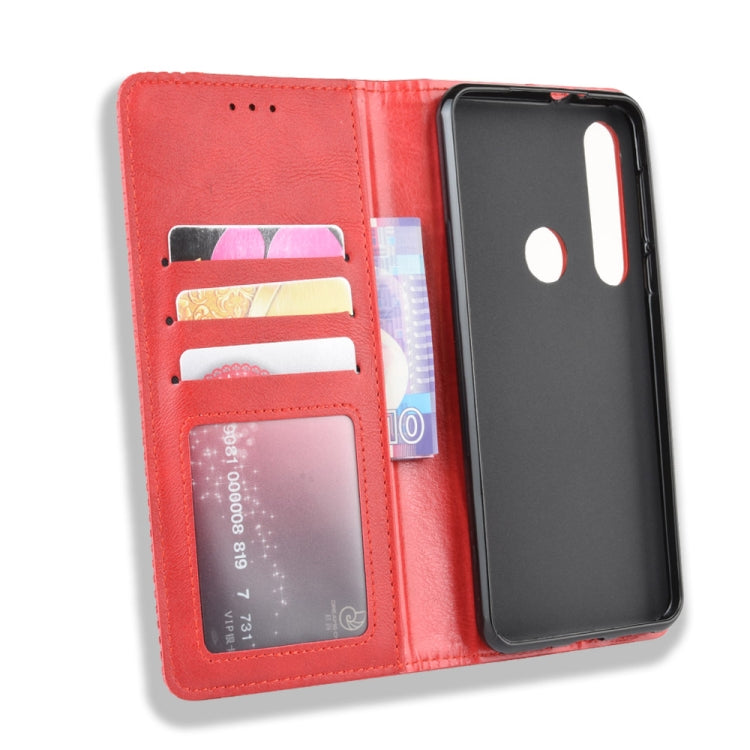 For Motorola Moto G8 Plus Magnetic Buckle Retro Crazy Horse Texture Horizontal Flip Leather Case with Holder & Card Slots & Photo Frame