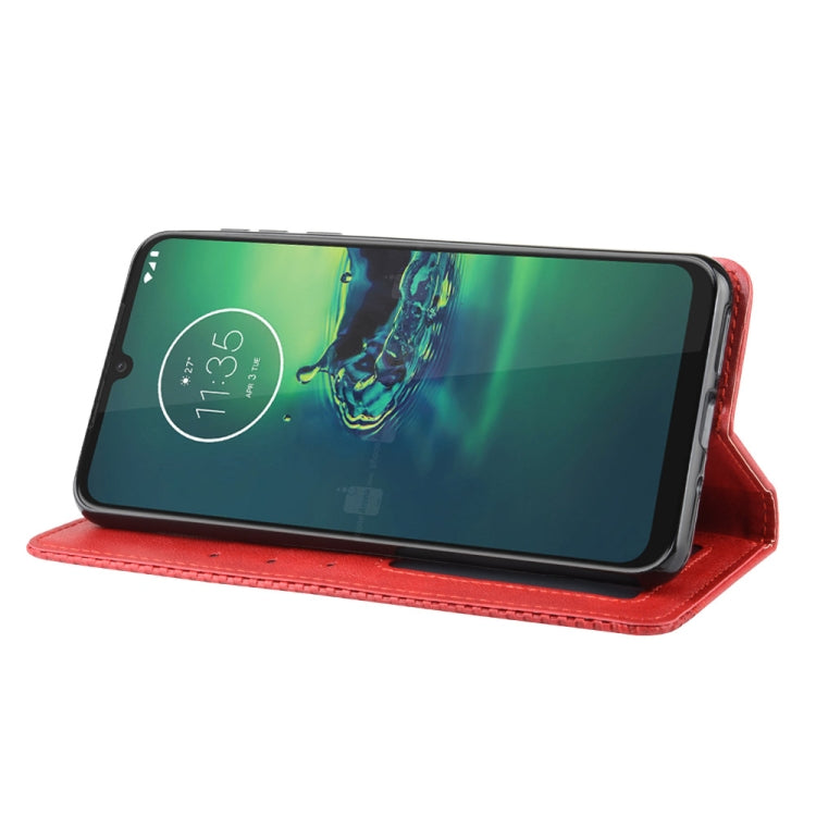 For Motorola Moto G8 Plus Magnetic Buckle Retro Crazy Horse Texture Horizontal Flip Leather Case with Holder & Card Slots & Photo Frame