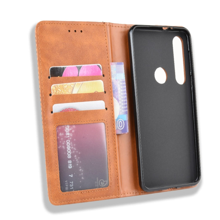 For Motorola Moto G8 Play Magnetic Buckle Retro Crazy Horse Texture Horizontal Flip Leather Case with Holder & Card Slots & Photo Frame
