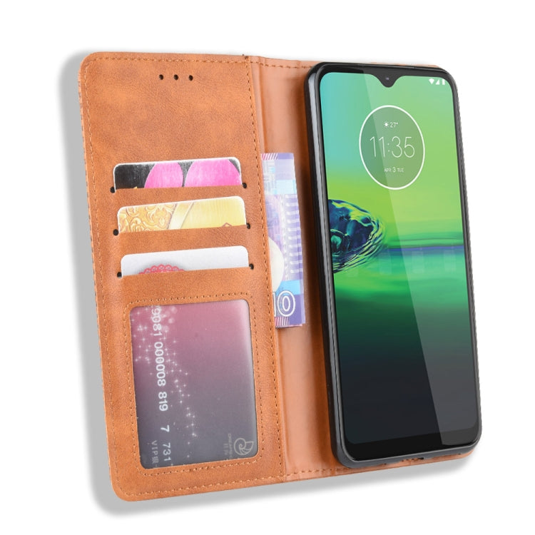 For Motorola Moto G8 Play Magnetic Buckle Retro Crazy Horse Texture Horizontal Flip Leather Case with Holder & Card Slots & Photo Frame