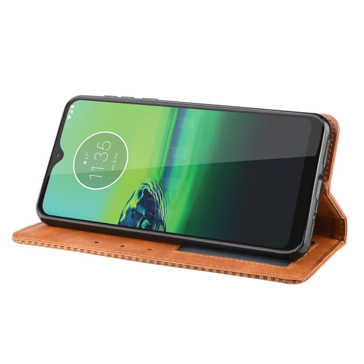 For Motorola Moto G8 Play Magnetic Buckle Retro Crazy Horse Texture Horizontal Flip Leather Case with Holder & Card Slots & Photo Frame