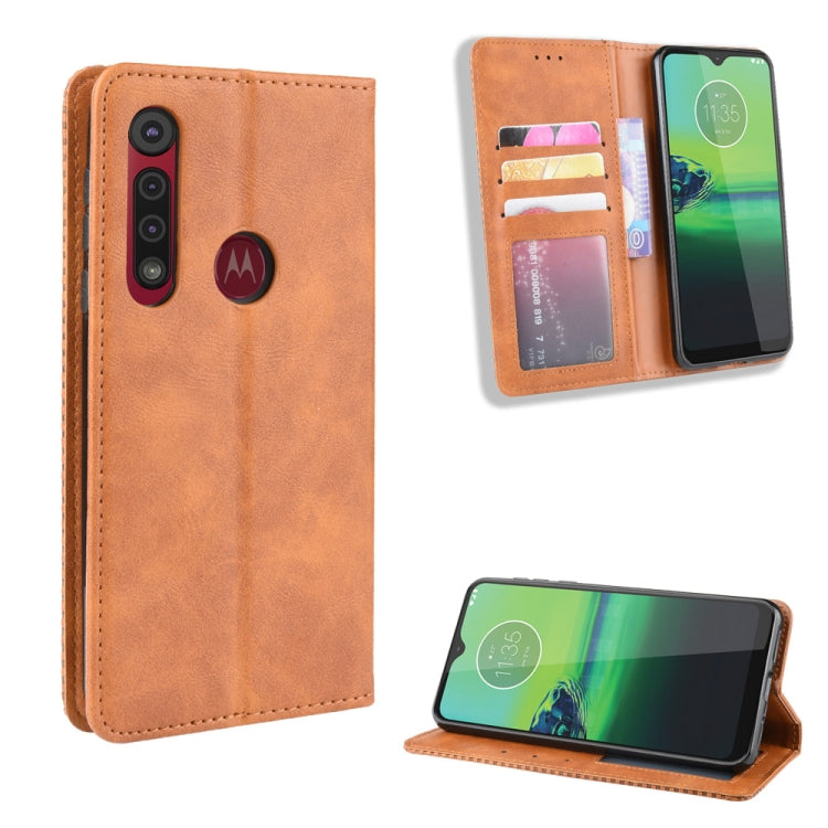 For Motorola Moto G8 Play Magnetic Buckle Retro Crazy Horse Texture Horizontal Flip Leather Case with Holder & Card Slots & Photo Frame