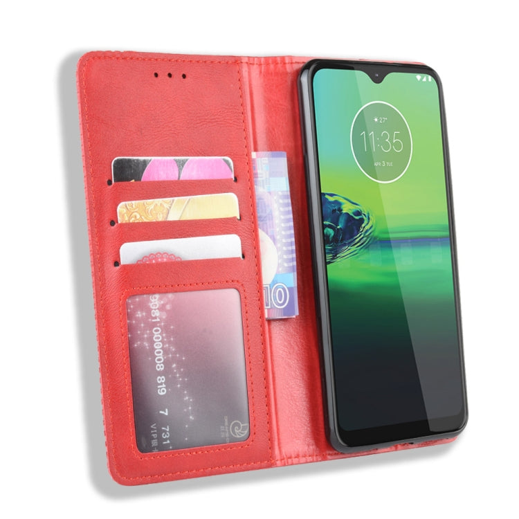 For Motorola Moto G8 Play Magnetic Buckle Retro Crazy Horse Texture Horizontal Flip Leather Case with Holder & Card Slots & Photo Frame