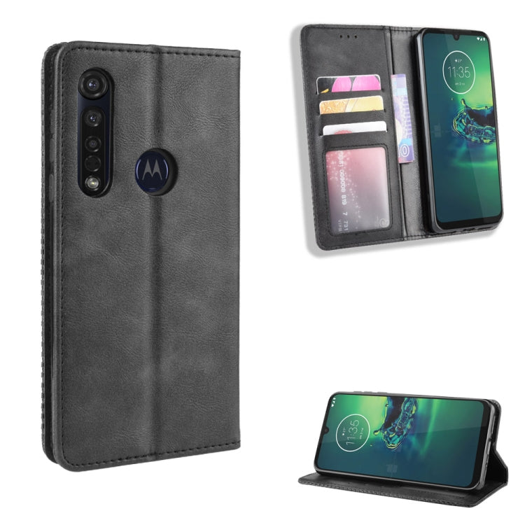 For Motorola One Macro Magnetic Buckle Retro Crazy Horse Texture Horizontal Flip Leather Case with Holder & Card Slots & Photo Frame