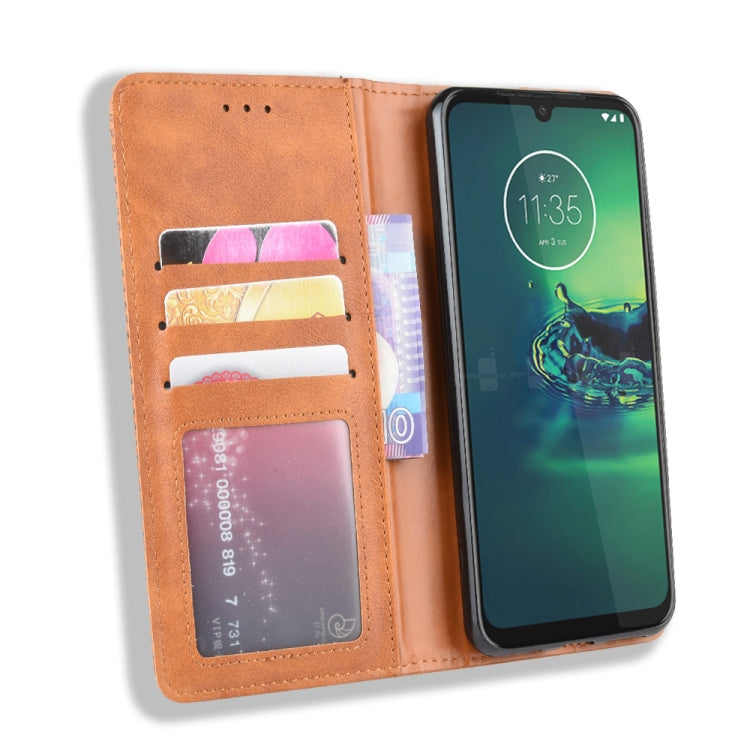 For Motorola One Macro Magnetic Buckle Retro Crazy Horse Texture Horizontal Flip Leather Case with Holder & Card Slots & Photo Frame