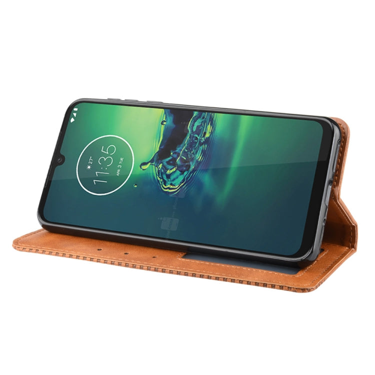 For Motorola One Macro Magnetic Buckle Retro Crazy Horse Texture Horizontal Flip Leather Case with Holder & Card Slots & Photo Frame