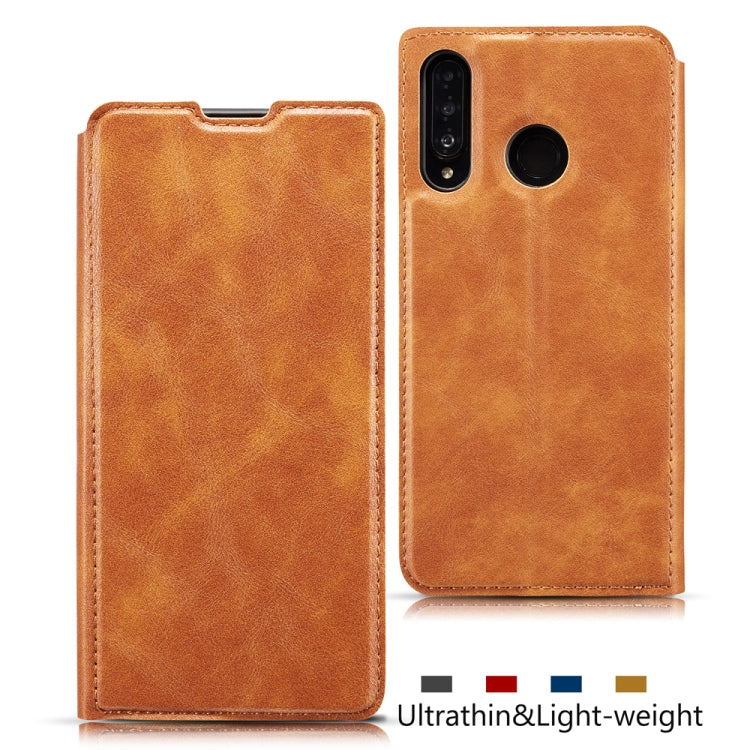 For Huawei P Smart Z Retro Simple Ultra-thin Magnetic Leather Case with Holder & Card Slots & Lanyard