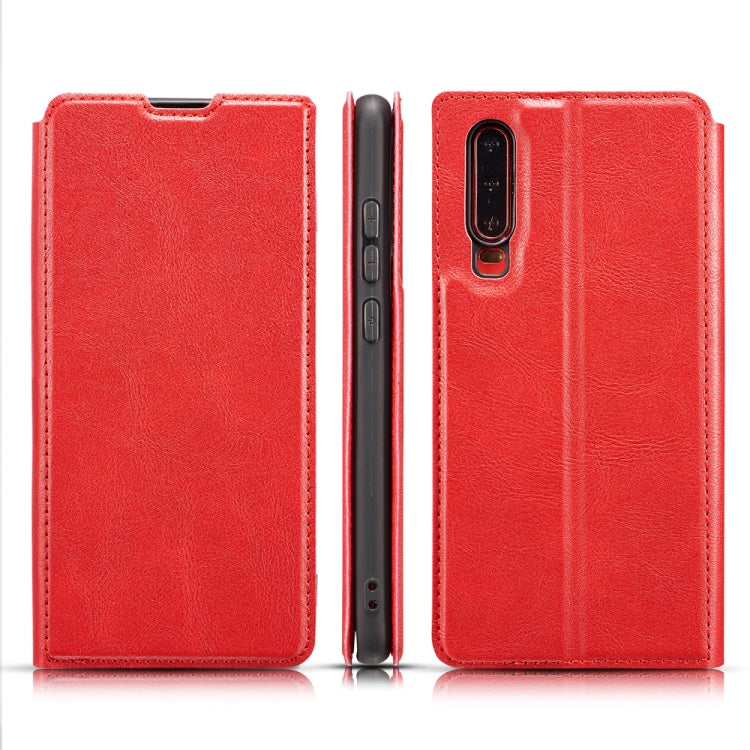 For Huawei P Smart Z Retro Simple Ultra-thin Magnetic Leather Case with Holder & Card Slots & Lanyard